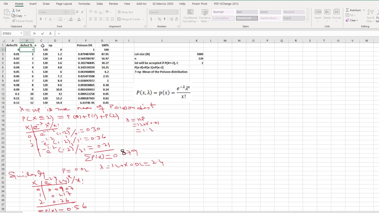 OC Curve sketching through Binomial and Poisson Distribution in Excel