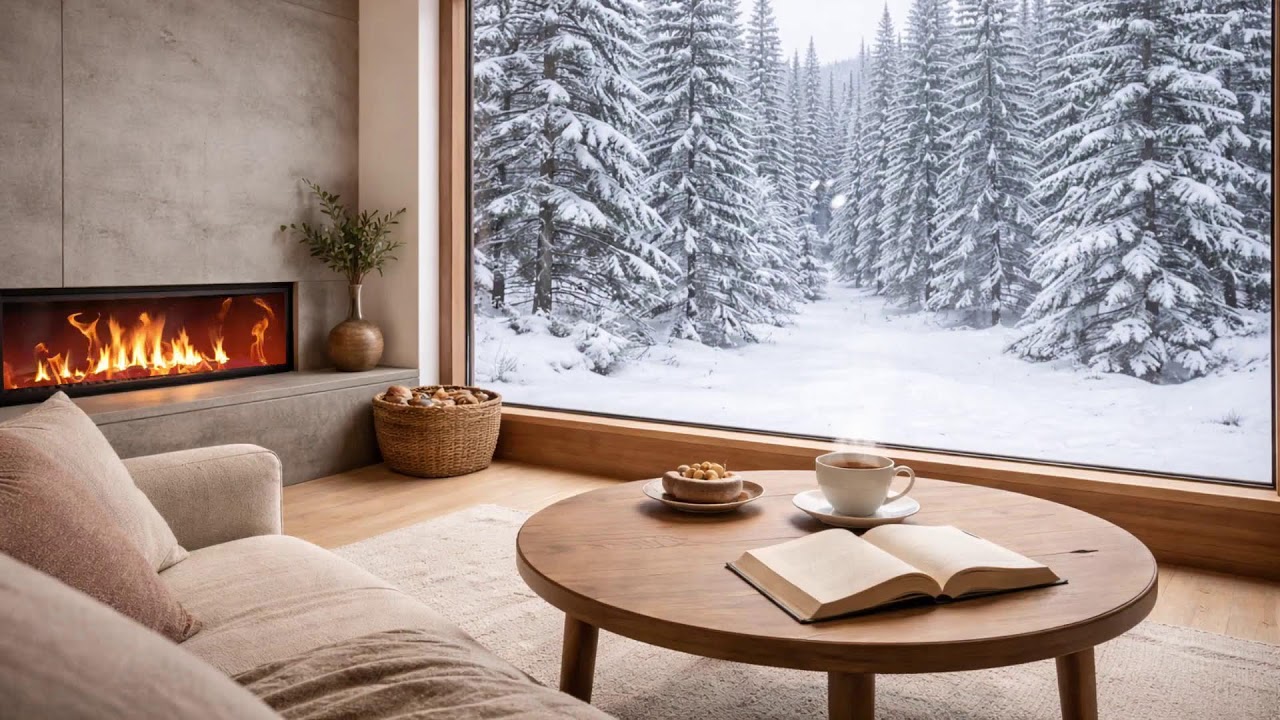 Snow Drifting Through the Village  Warm Fireplace for Relaxed Evenings