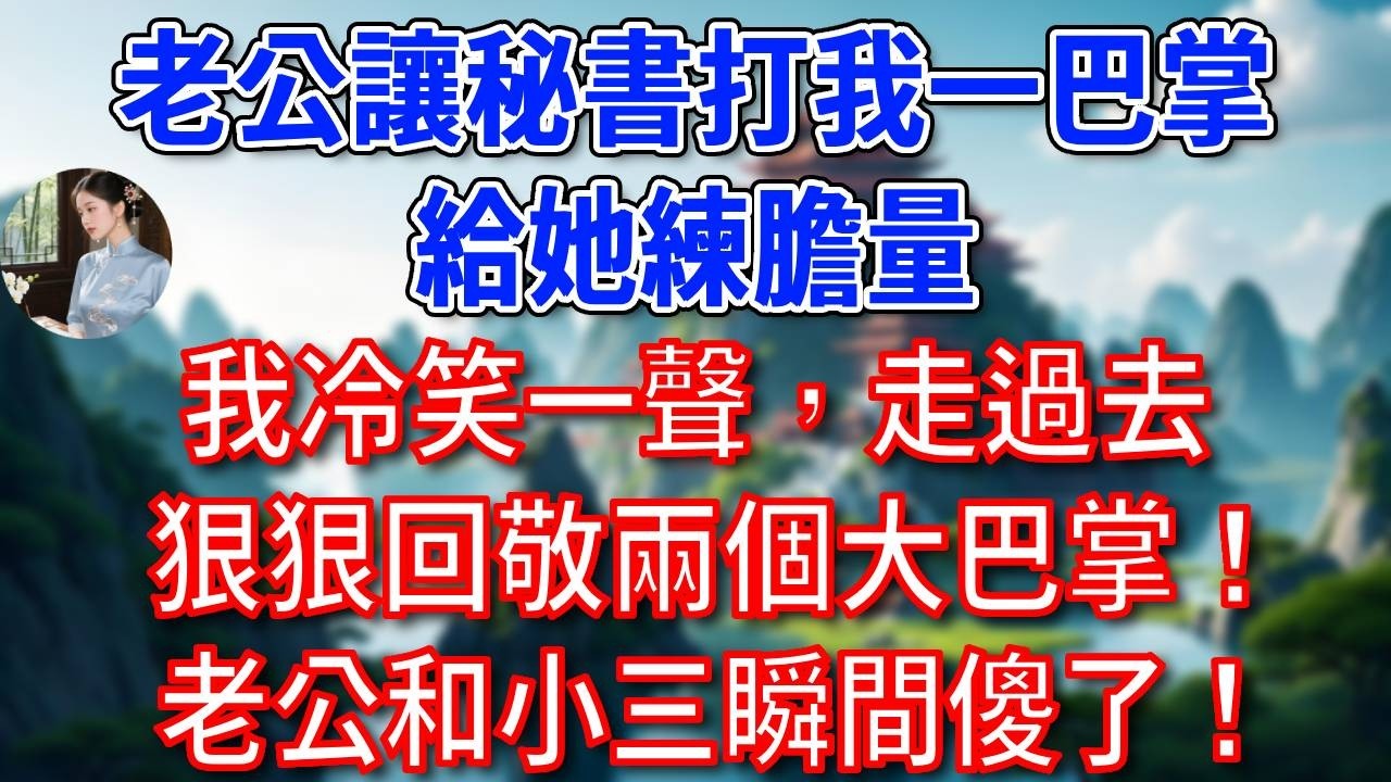 總裁老公讓秘書打我一巴掌，給她練膽量，我冷笑一聲，走過去狠狠回敬兩個大巴掌！老公和小三瞬間傻了！#為人處世#生活經驗#情感故事#故事#小說#戀愛#情感#婚姻