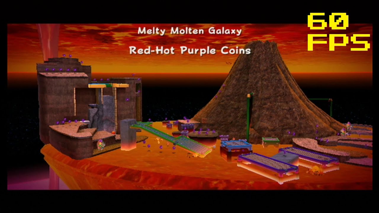 120. [60 FPS] Red-Hot Purple Coins - Melty Molten Galaxy - Super Mario Galaxy