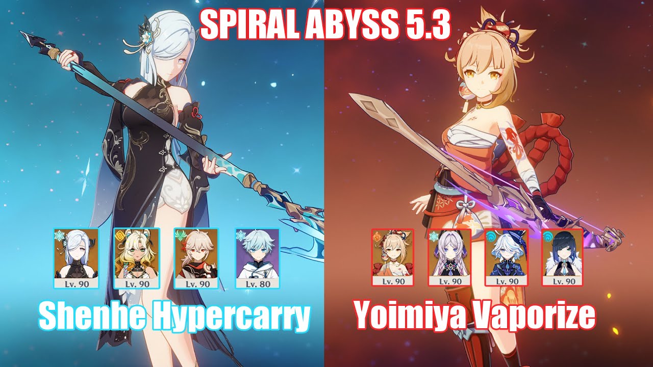 C6 Shenhe Hypercarry & C0 Yoimiya Vaporize | Spiral Abyss 5.3 | Genshin Impact