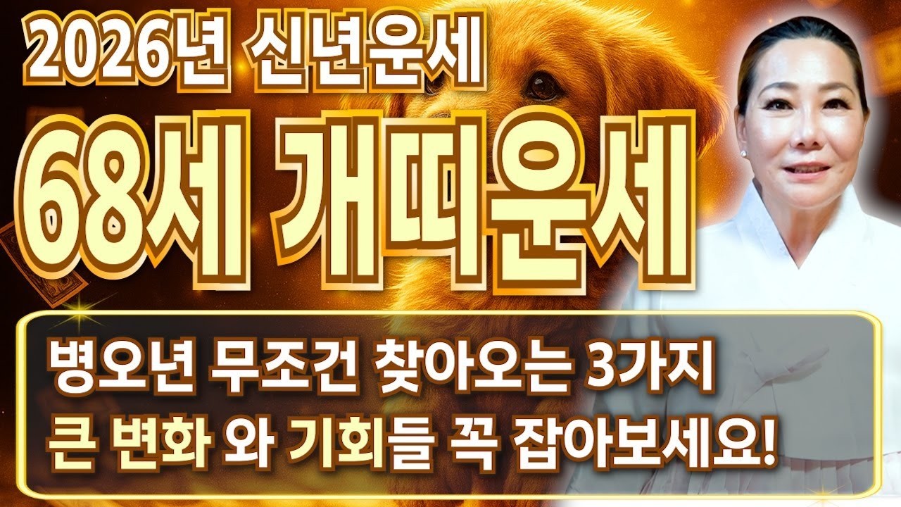 2026년 병오년 1958년생 68세 개띠 운세 말년에 찾아오는 인생 최고의 복과 감동의 순간