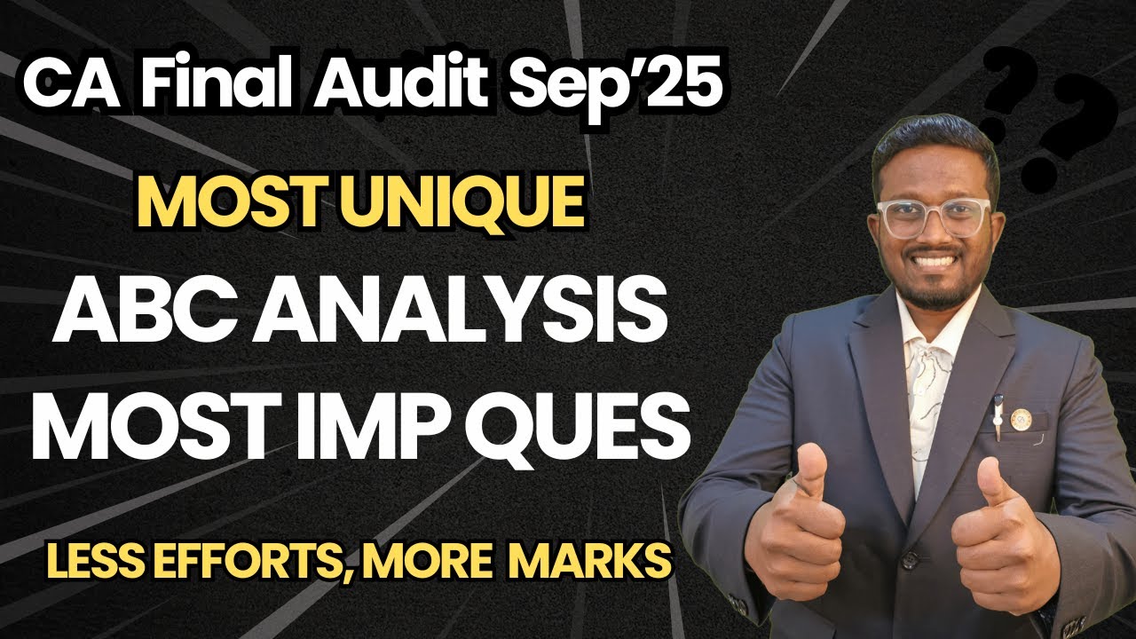 MOST UNIQUE ABC Analysis/Priority Topics & Imp Ques List - CA Final Audit Sep'25 | Ankush Chirimar