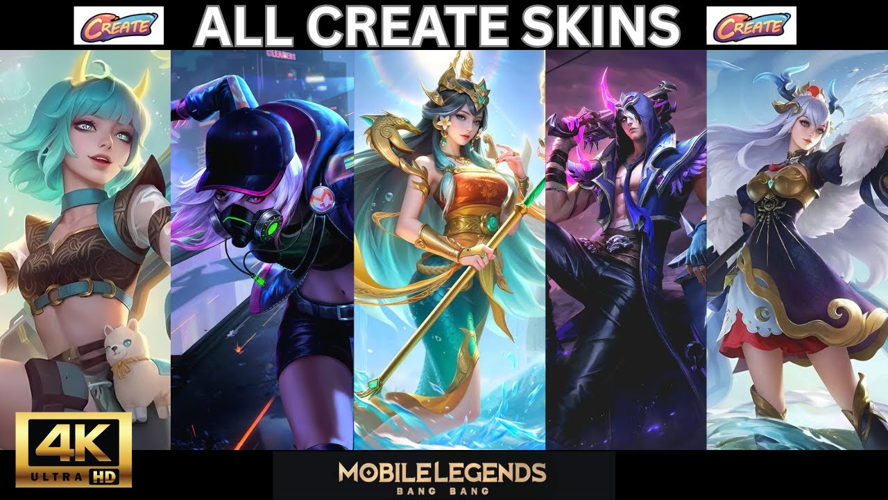 All CREATE Skins Showcase in 4K | Entrance Animations | Mobile Legends 2025 Collection