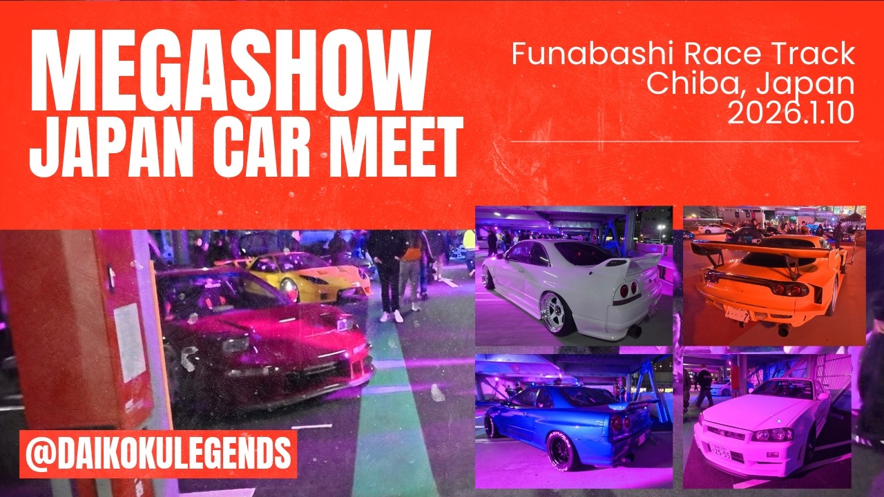 MEGASHOW Car Meet at Funabashi Race Track Tokyo Japan Uncut 4K | Lots of #GTR #Skyline #NSX #RX7