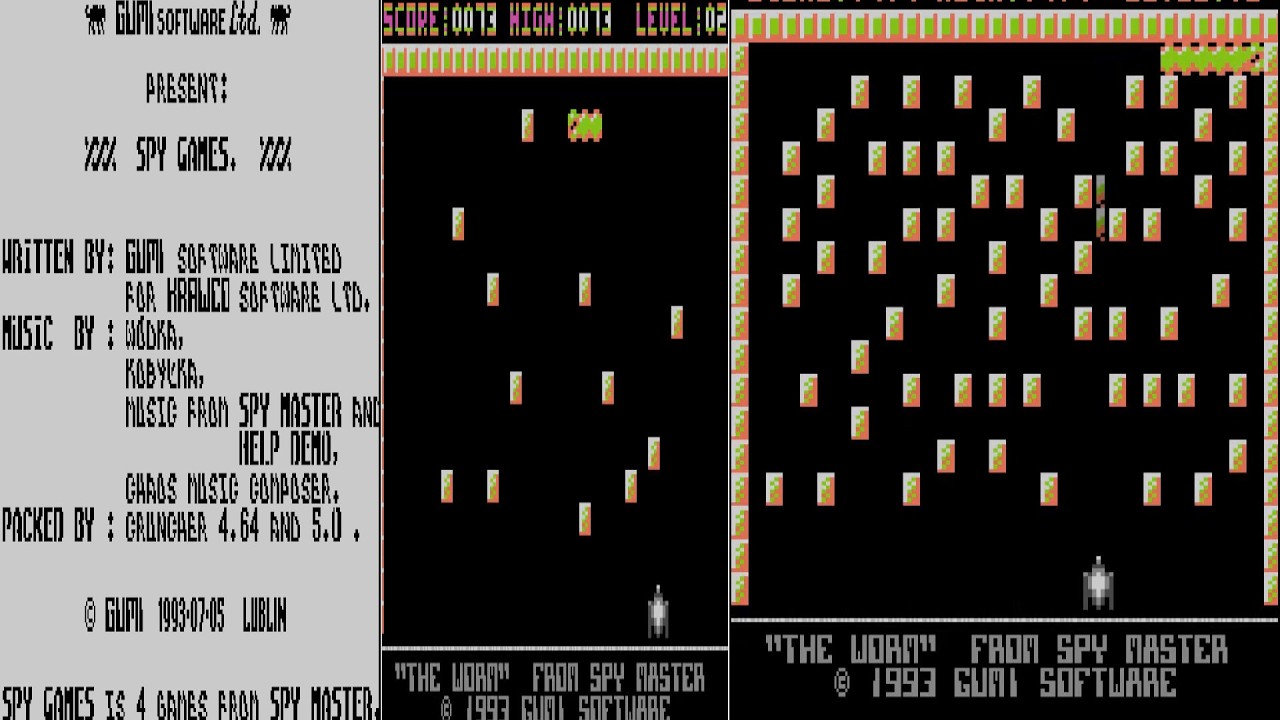 ATARI 8BIT XE XE 800 THE WORM 1993 Spy Master CENTIPEDE Spy Games COLLECTIONS Gumi Software 400 600