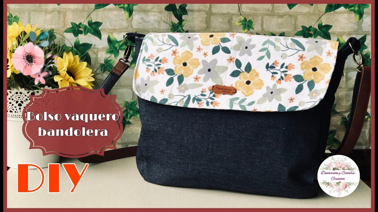 Como hacer BOLSO BANDOLERA con tela VAQUERA, FÁCIL Y RÁPIDO. Incluye PATRONES GRATIS.