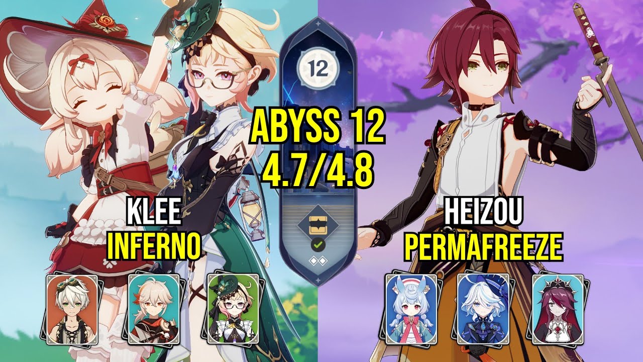C1 Klee - Emilie Inferno & C3 Heizou Permafreeze | Spiral Abyss 4.8 - 4.7 | Genshin Impact