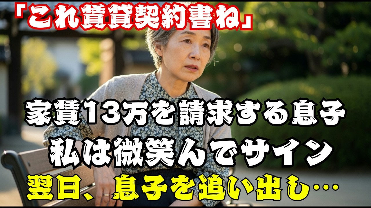 息子「家賃13万、払えるよね？」賃貸借契約書を突きつけられた私。黙って判を押したが、翌日ホームレスになったのは息子夫婦！？実はその家、私が買い取ってました。【60代以上の方へ】.