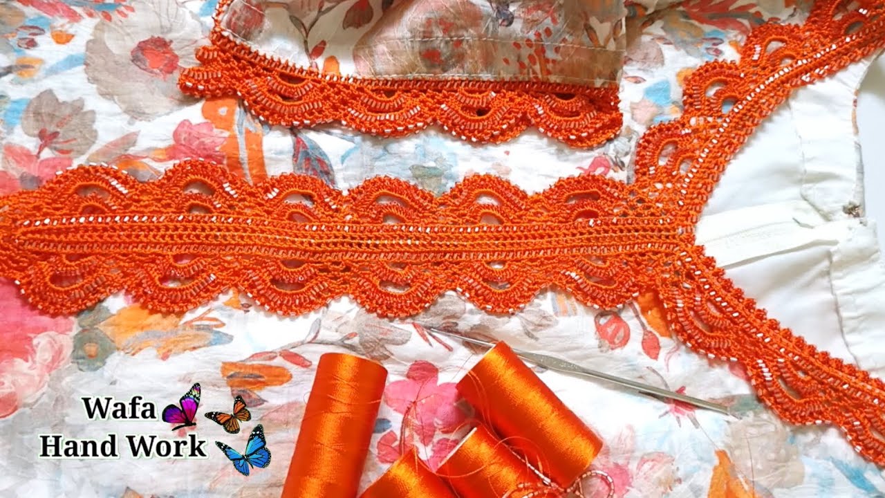 Crochet Neck Design for Kurti, Kameez, Maghribi, Kaftan, gandura Dress | For Special Occasions 😍 💯🔥👍