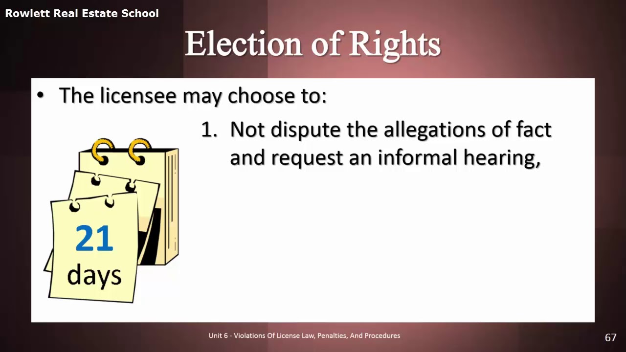 Rowlett Real Estate School - Election of Rights - Florida Real Estate