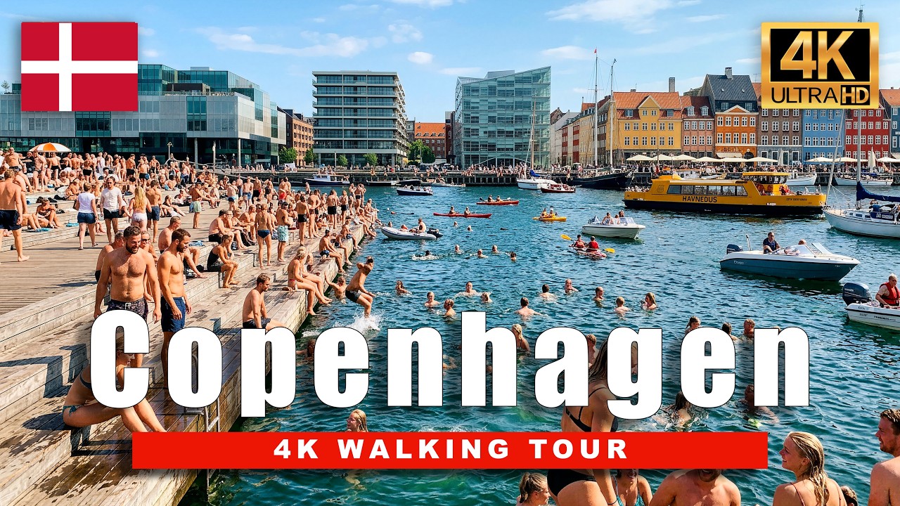 🇩🇰 Copenhagen Summer 🇩🇰 | Swimming, Bikes & Beautiful Streets | 4K Walking Tour Travel Around Europe