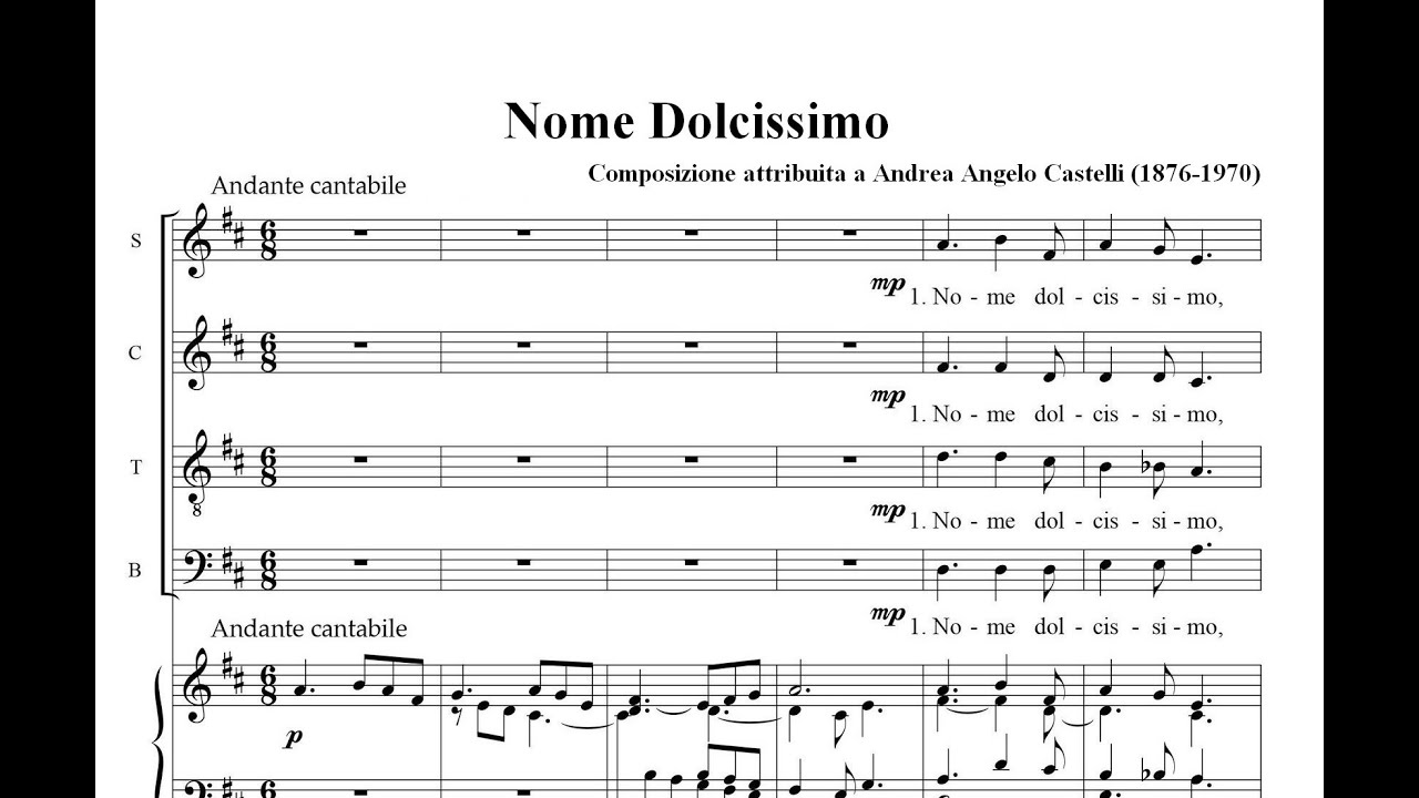 Castelli, Andrea Angelo (1876 -1970) Nome Dolcissimo (canto popolare mariano a 4 voci miste).