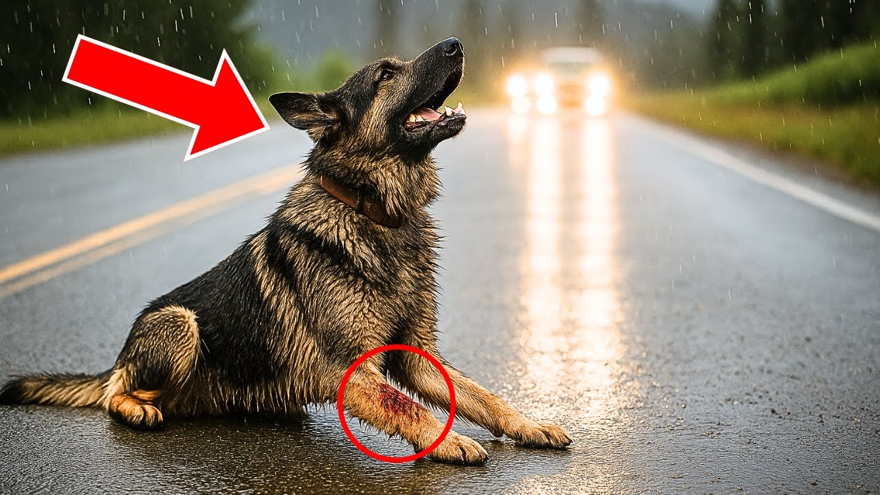 Sous La Pluie, Une Maman Chien Supplie Les Voitures… Ce Qui Se Cache Derrière Est Bouleversant