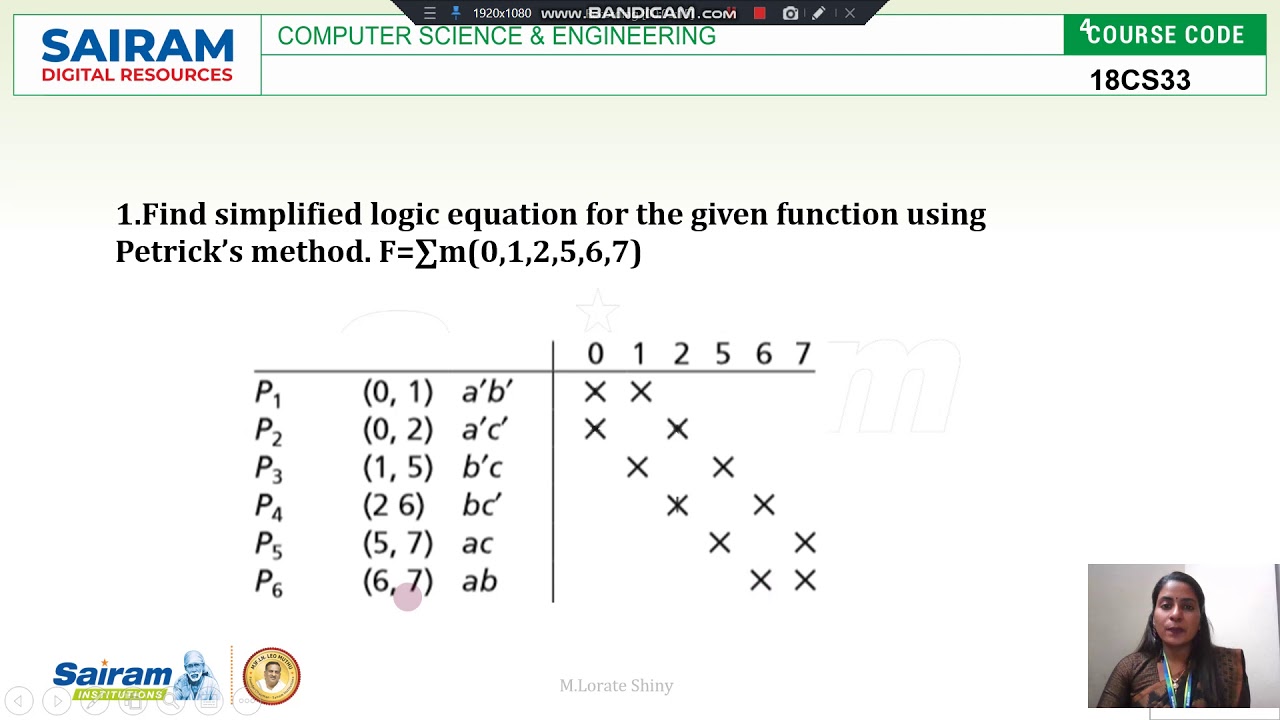 Lecture Video_18CS33_Module 2_Petricks Method_Lorate shiny