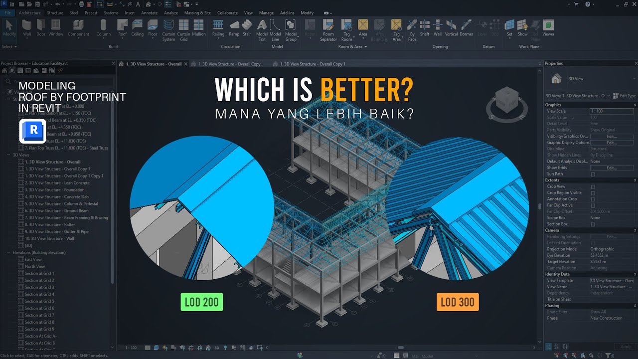 Tutorial Revit #8 | Memodelkan Atap dengan cara Roof by Footprint sesuai BIM LOD300