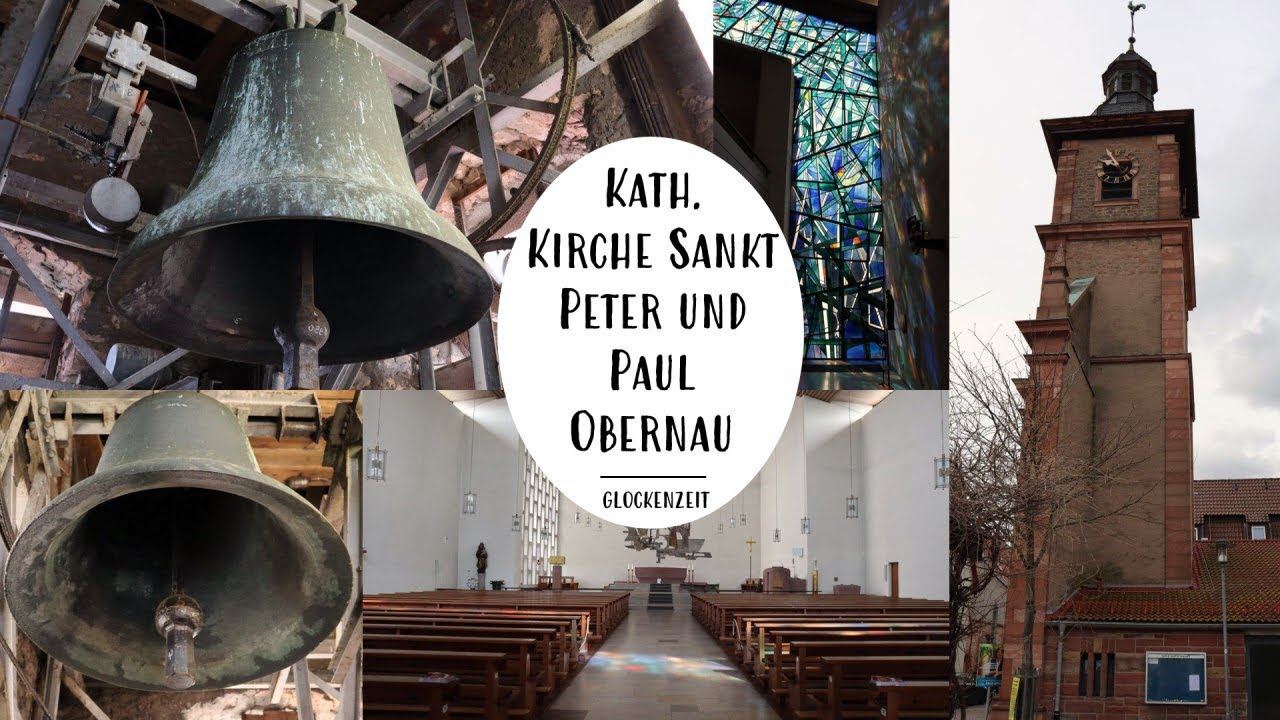 Aschaffenburg-Obernau (AB) Die Glocken der kath. Pfarrkirche Sankt Peter und Paul (Turmaufnahme)
