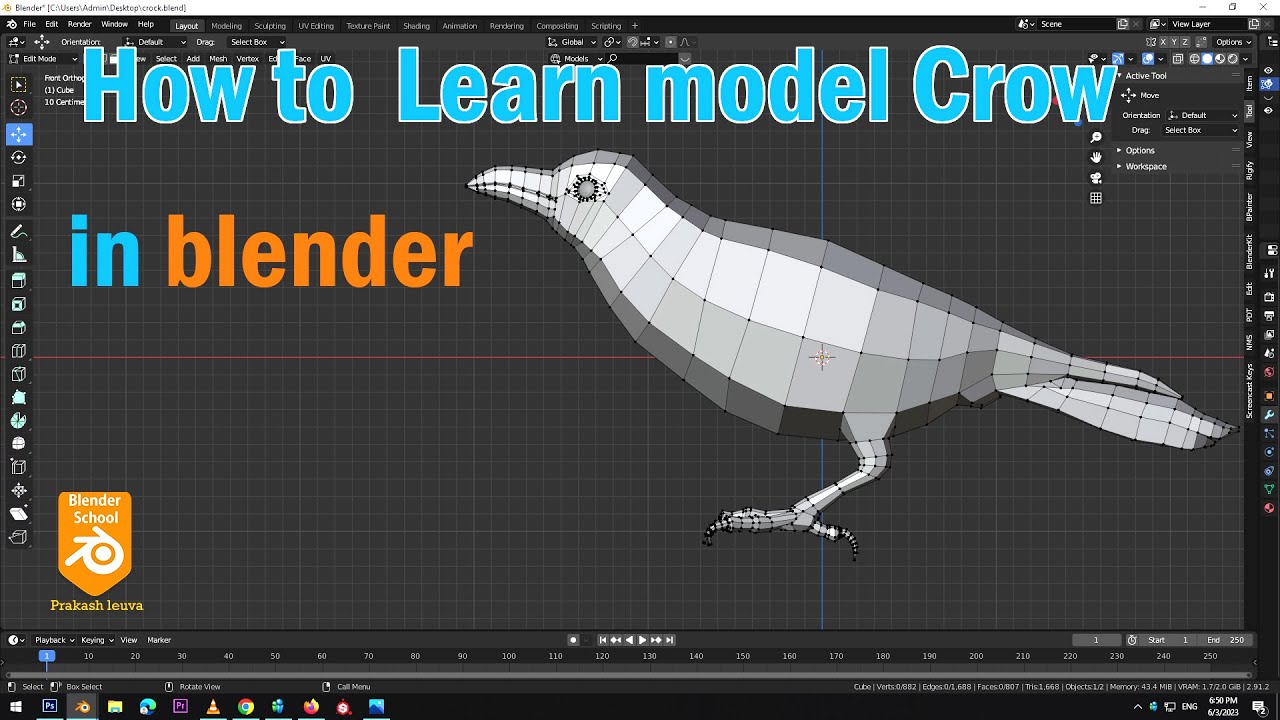 How to Learn model crow in Blender/bird