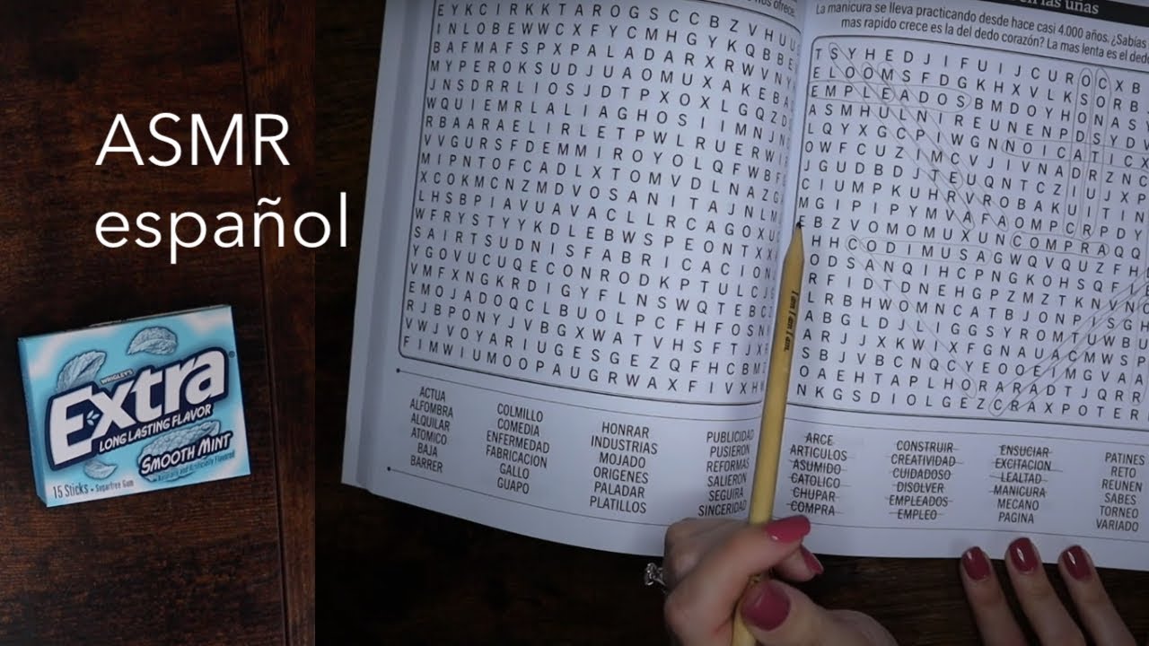 ✏️ ASMR español | chicle y sopa de letras! 2