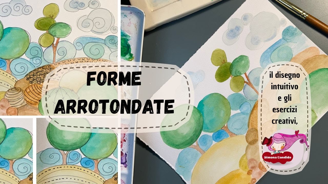 Acquerello: dipingere un paesaggio con forme arrotondate | Esercizio creativo
