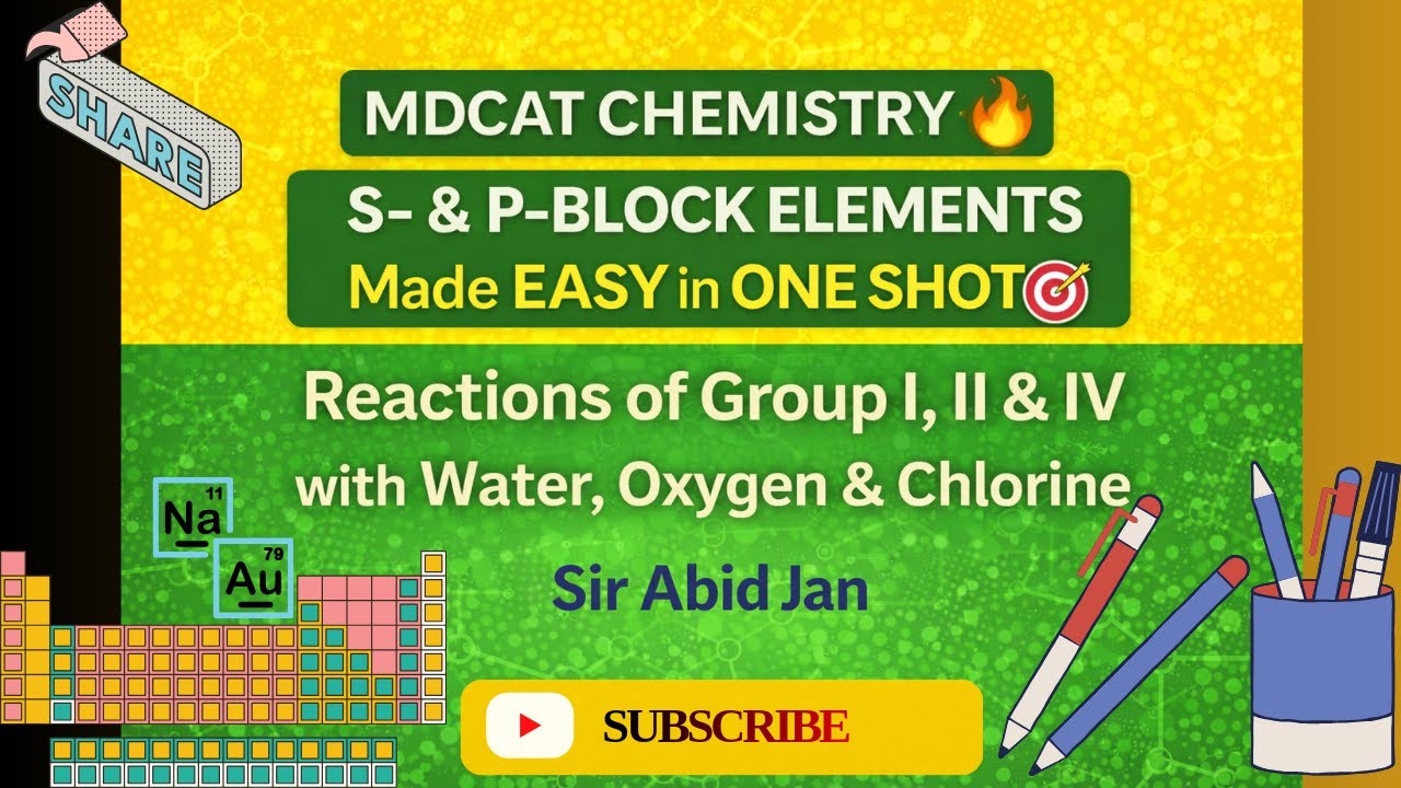 S- & P-BLOCK ELEMENTS | Reactions of Group I, II & IV with Water, Oxygen & Chlorine | Sir Abid Jan