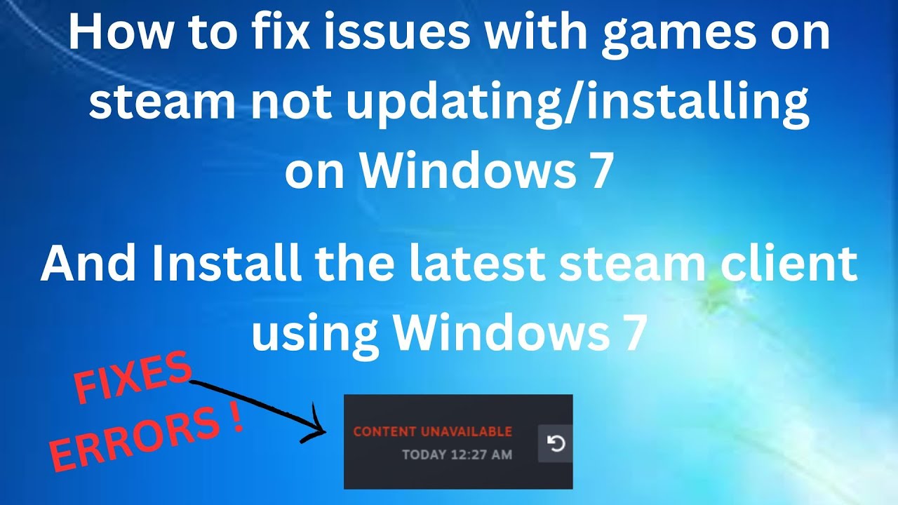 Установка последней версии клиента Steam на Windows 7 (vxkex) устраняет проблемы с обновлениями/у...