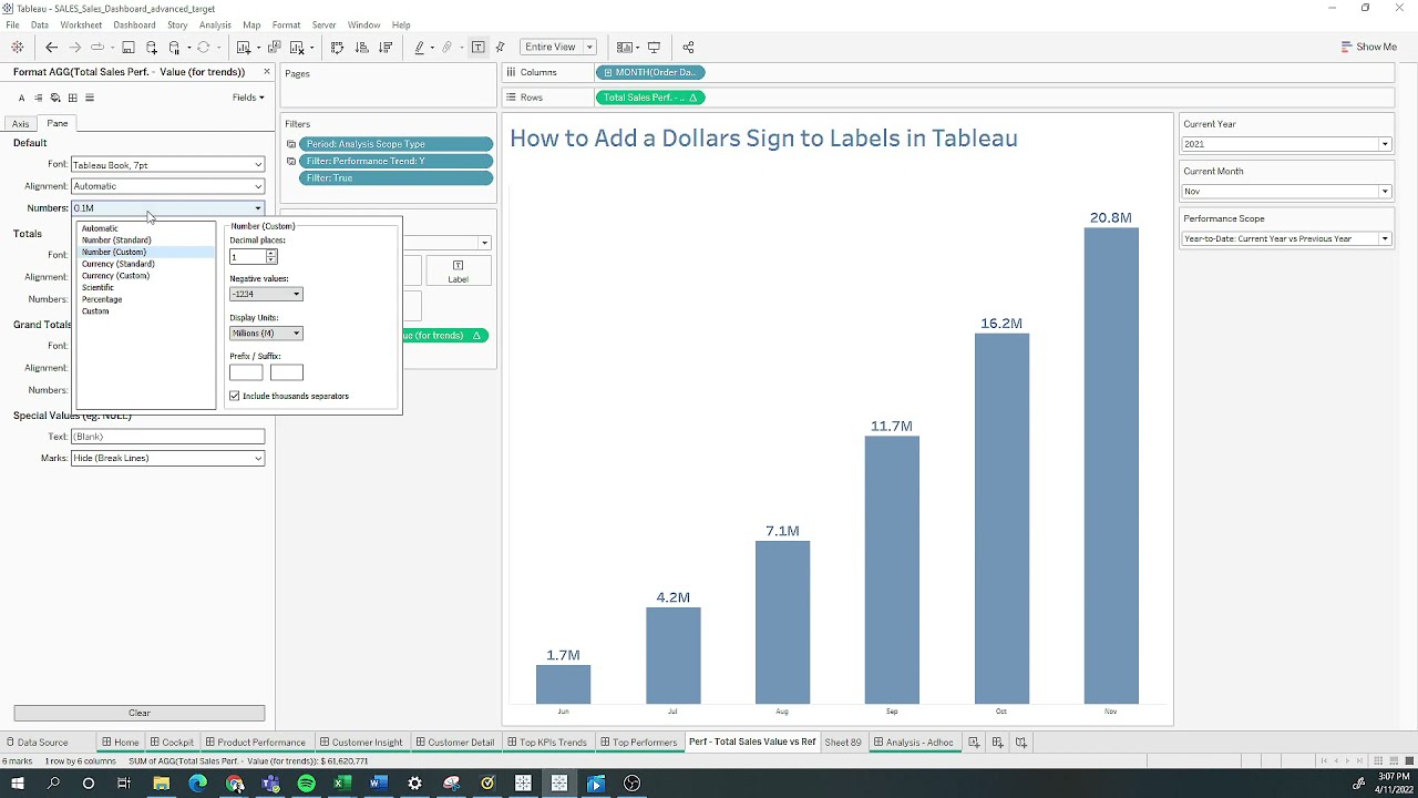 How to Add a Dollars Sign to Labels in Tableau
