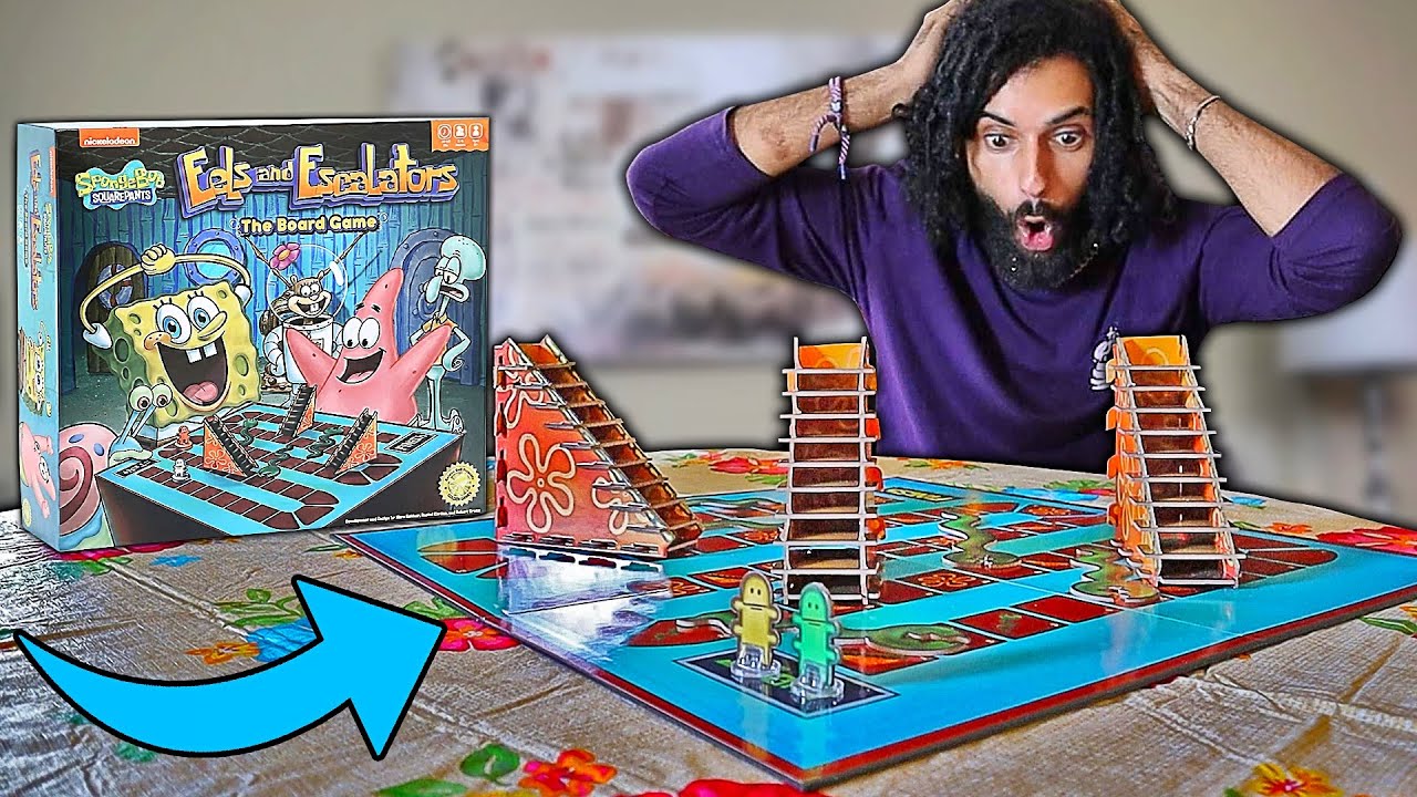 Playing Spongebob Squarepants EELS AND ESCALTORS BOARD GAME IN REAL LIFE!! (THIS HAS TO BE A DREAM!)