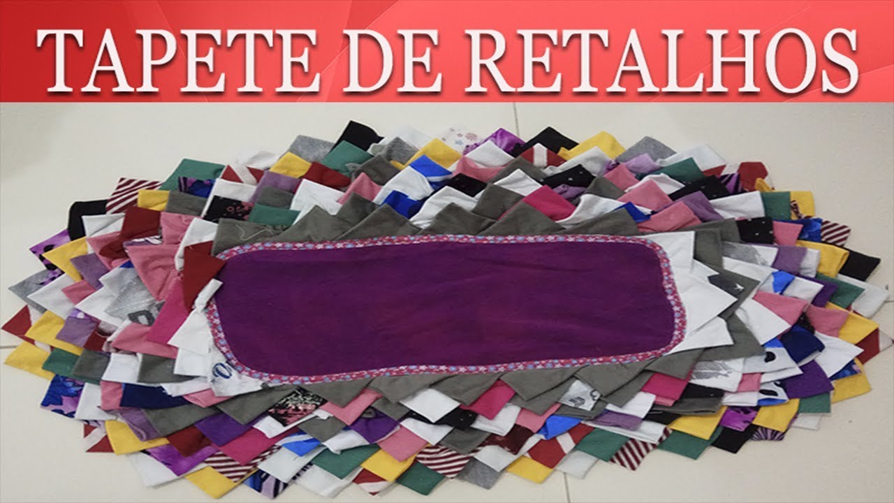 Tapete oval de retalhos de malha (camisetas e moletom)