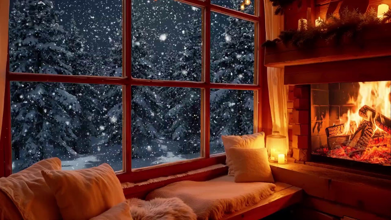 Warm Cozy Snowfall Jazz ❄️ Fireplace Mood for Deep Focus, Calm Work & Study Flow