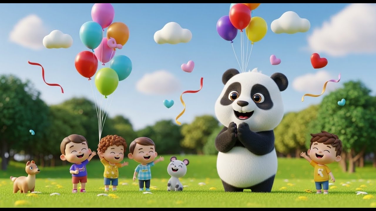 Baby Panda Hugs a Balloon Cute Kids Song 🎈 | Fun Animal & Friendship Song for Kids | Nursery Rhymes
