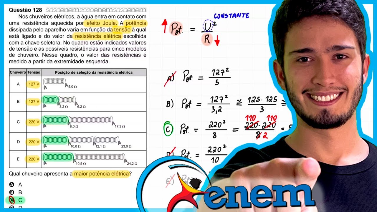 ENEM 2020 PPL - Nos chuveiros elétricos, a água entra em contato com uma resistência aquecida por ef