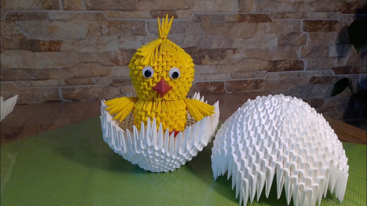 Ein Küken aus dem Ei - Origami 3d - Bauanleitung , chick from the egg tutorial