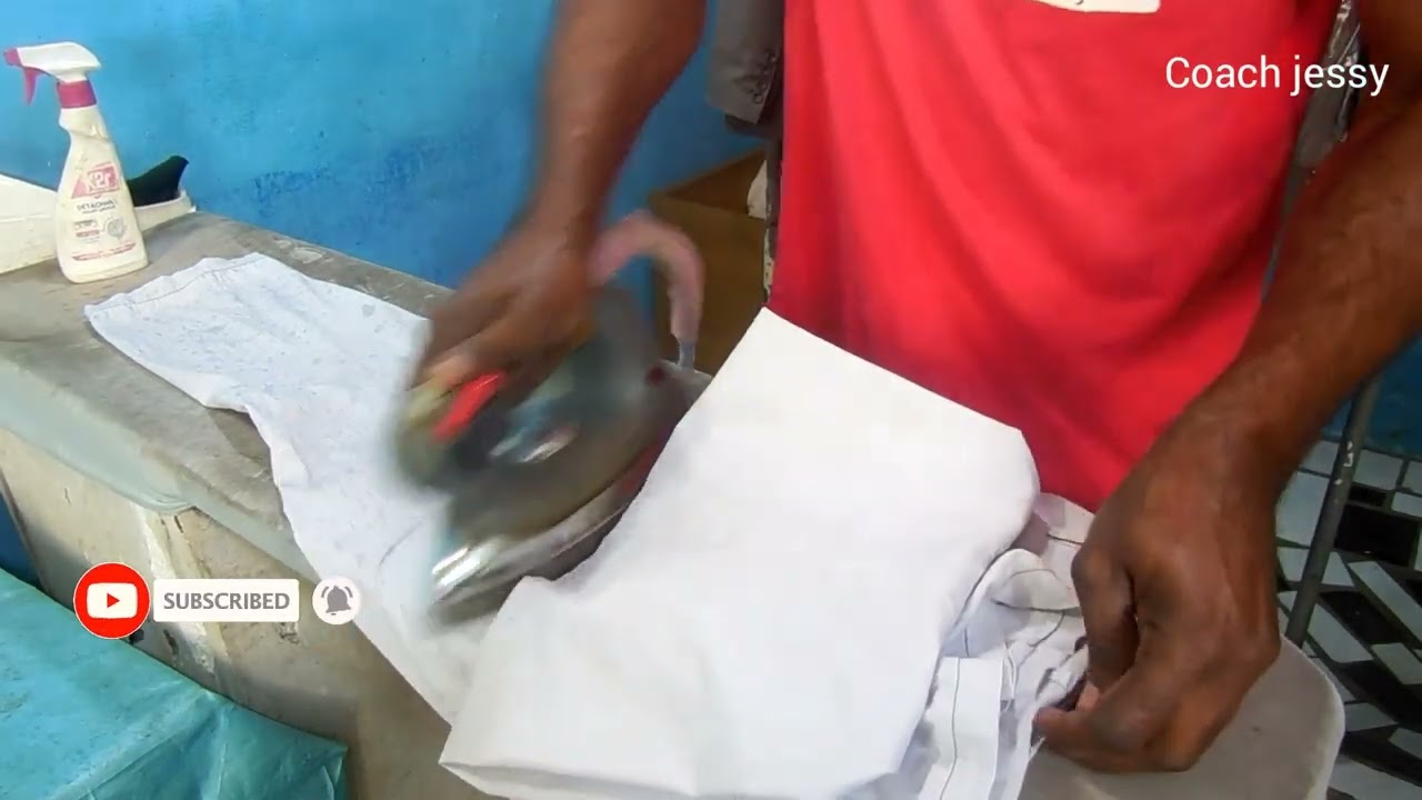 #pressing #comment #repasser un pantalon tissu kaki sons avoir a utilisé la vapeur du fer a repasser