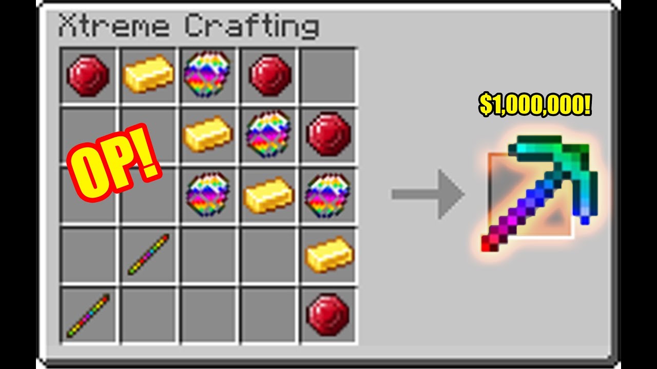 Crafting a $1,000,000 rainbow pickaxe...