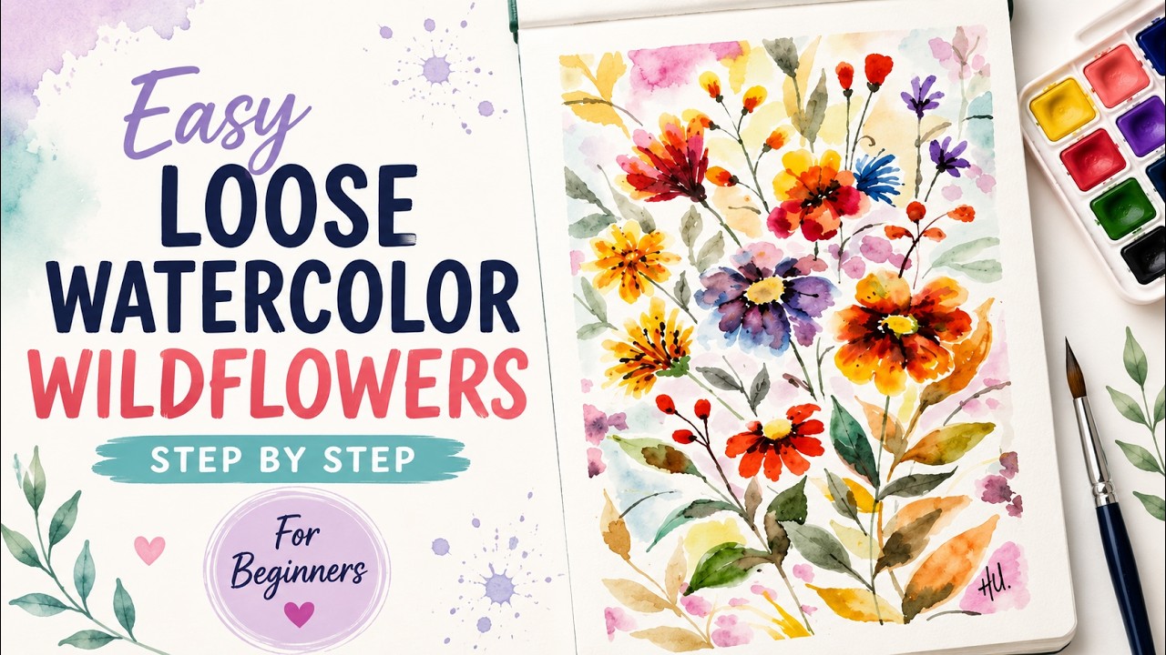 Relaxing Watercolor Floral Painting | Loose Watercolor Flowers Study