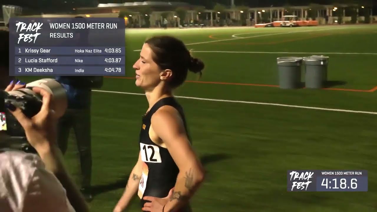 Krissy Gear kicks to a new 1500m PR at the Track Fest