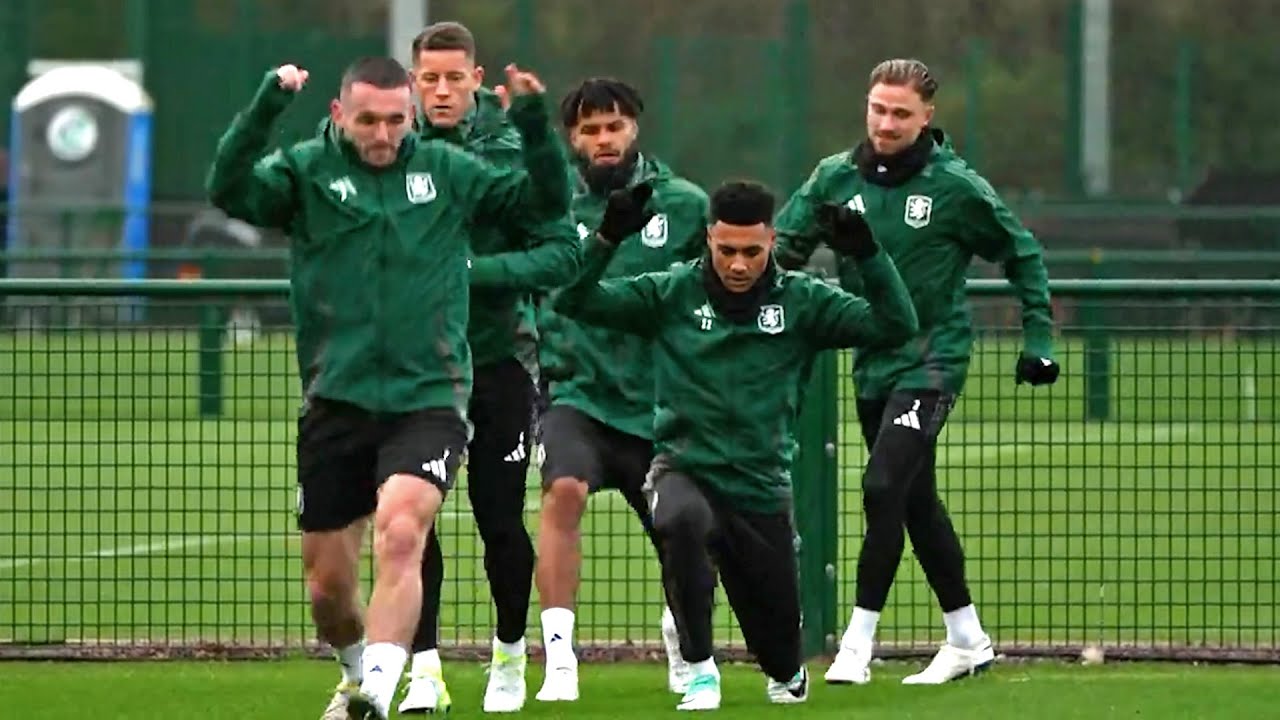 Aston Villa train ahead of RB Leipzig Champions League clash