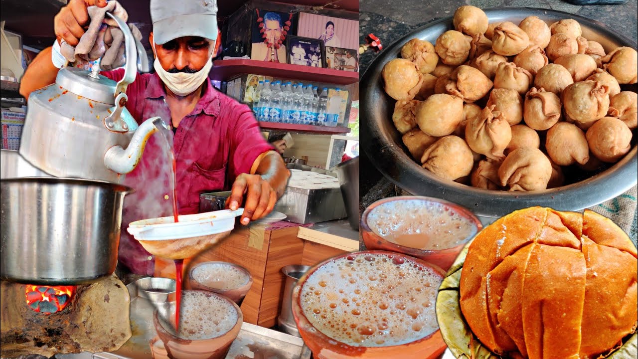 Sharma जी की famous Bun मक्खन Gol samose CHAI | Lucknow | Street food India