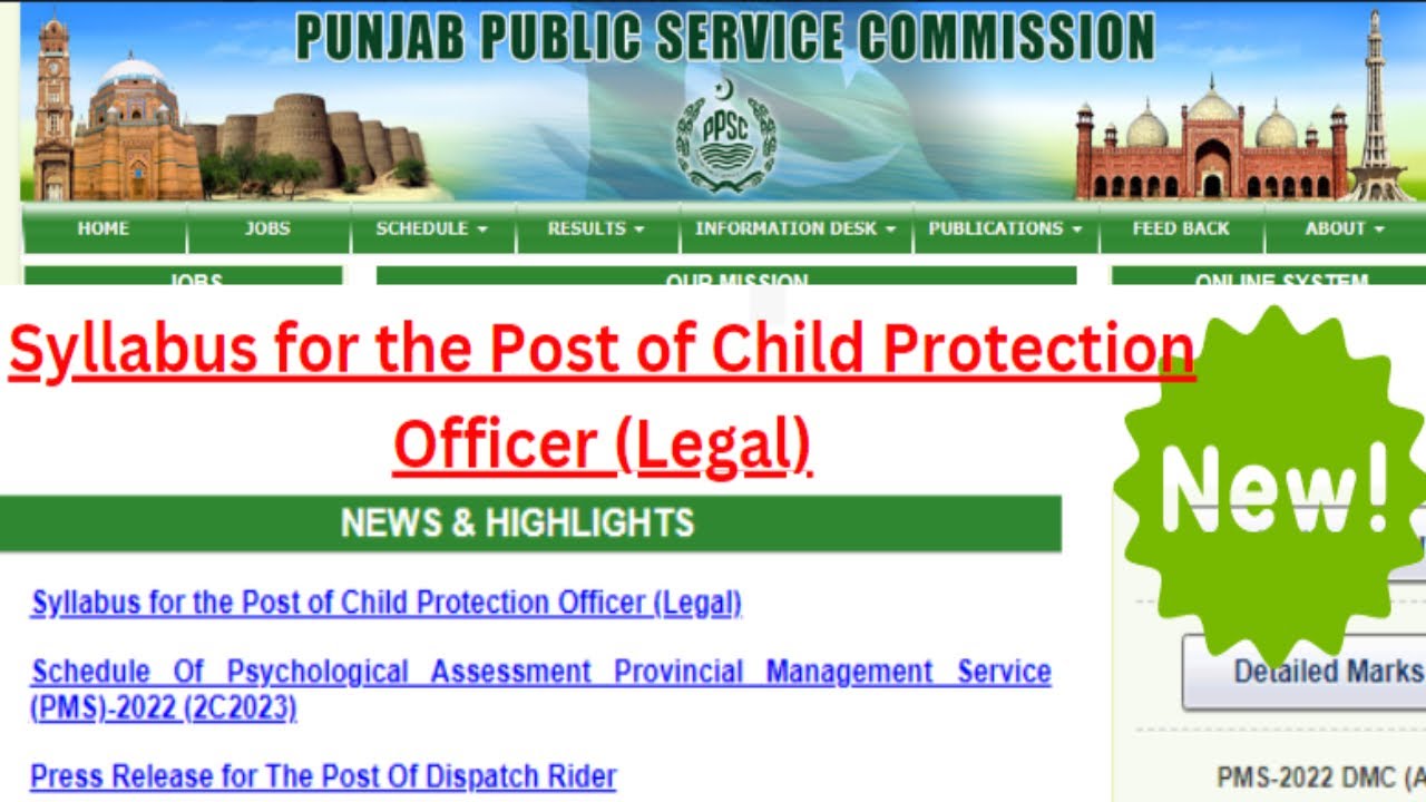 PPSC CHILD PROTECTION OFFICER LEGAL SYLLABUS II PUNJAB PUBLIC SERVICE COMMISSION II