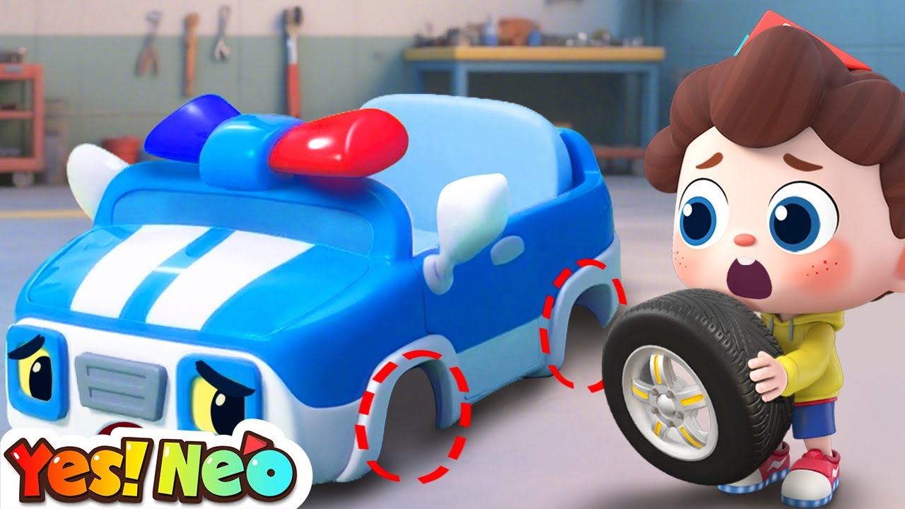 Police Car Wheels Are Gone | Learn Shapes | Surprise Eggs | Nursery Rhyme & Kids Song | Yes! Neo