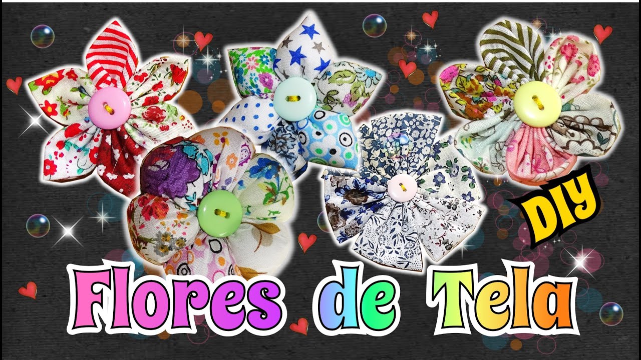 Como hacer Flores de Tela 5 modelos Faciles y bonitos Tutorial MAnualidades