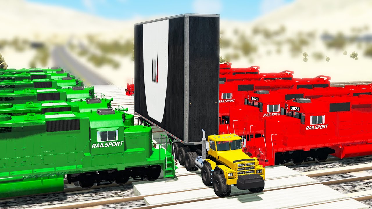 Сongestion Trains Railway Crossing crashes #5 - Beamng drive