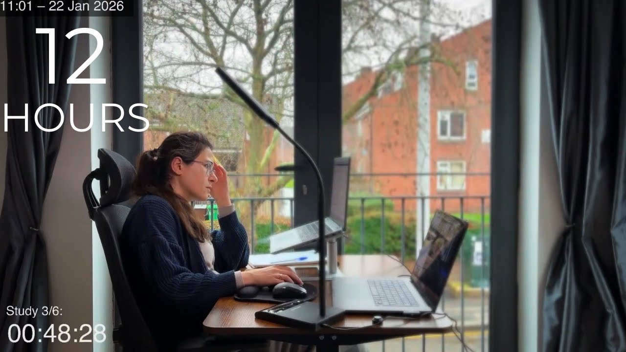 12-Hour LIVE Study With Me 🎓 | Cozy UK Ambience | Custom Pomodoro Timer | Deep Work Mode