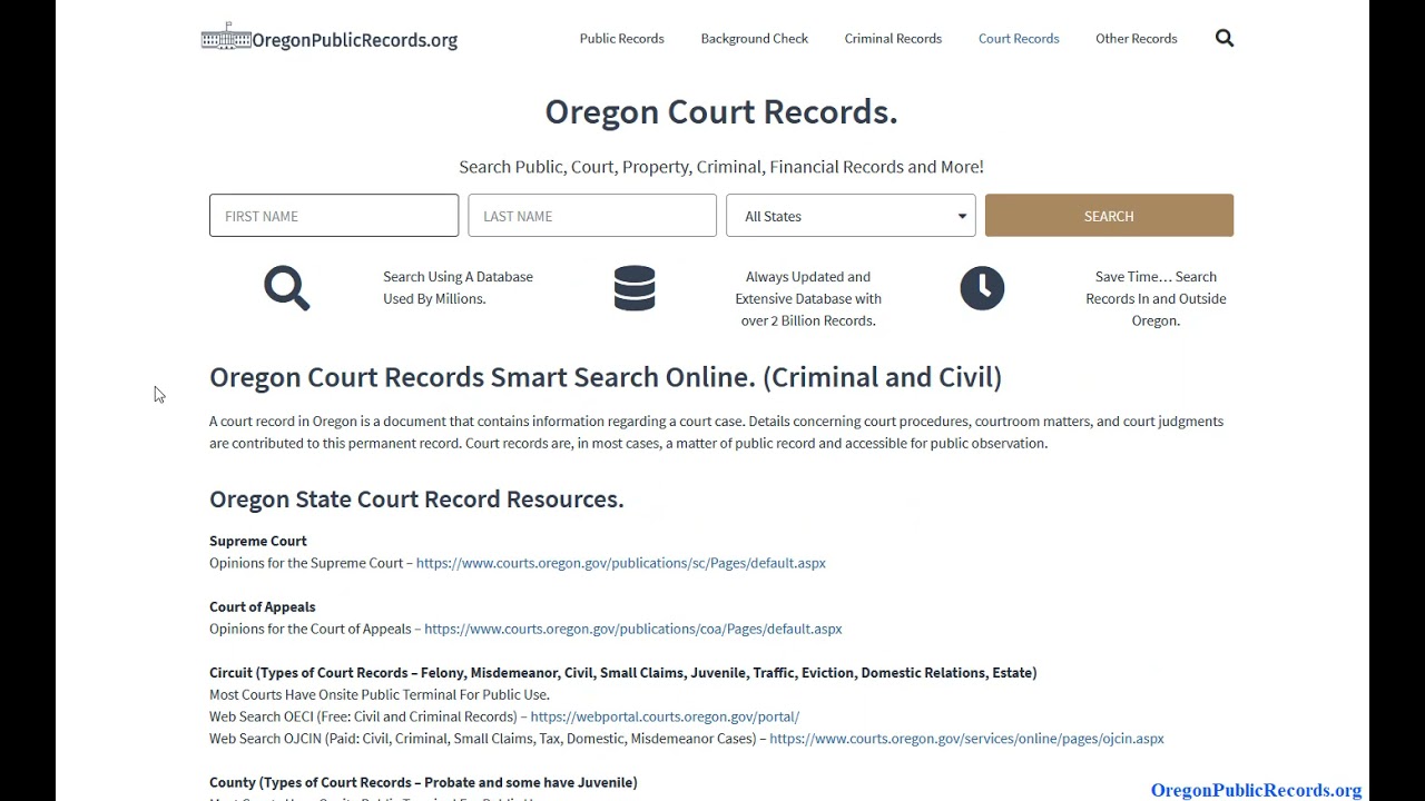 Oregon Court Records (Search By Case or Name Online)