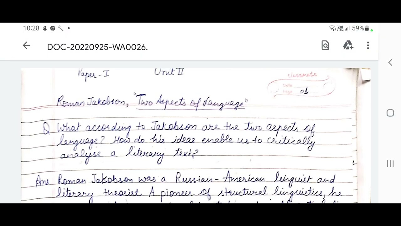 Roman Jakobson's Two Aspects of Language