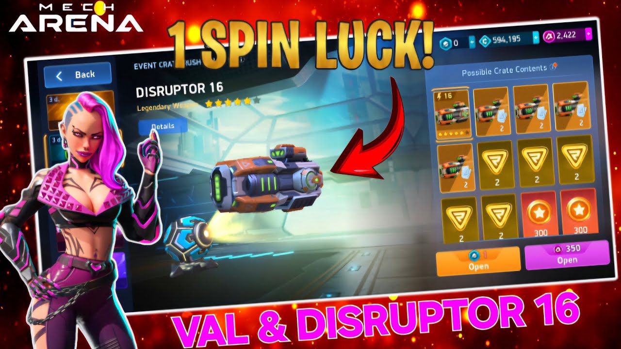 ONE SPIN LUCK !? 😱 VAL PILOT & DISRUPTOR 16 | MECH ARENA | TRYING MY LUCK 🫣