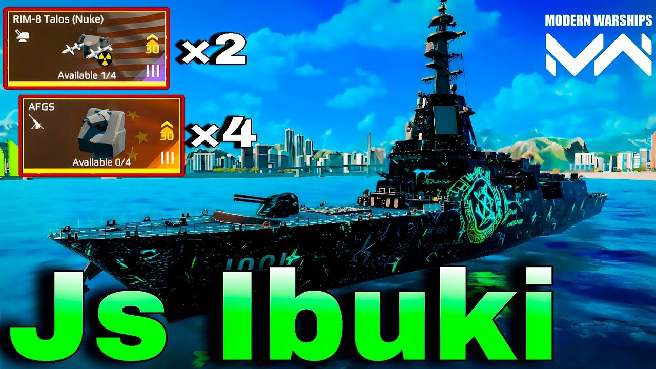 Js Ibuki With Rim-8(Nuke)Airdefence & AFGS  Auto Cannon Fire🔥 Gameplay- Modern Warships 