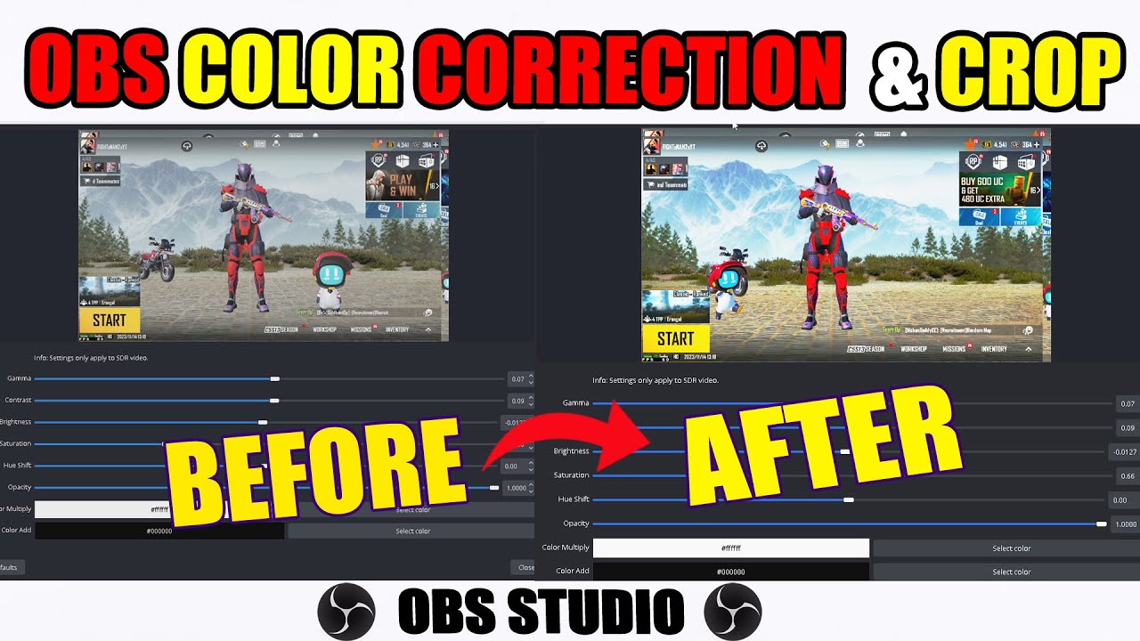 How to Change Colour in OBS Studio | OBS color correction settings | How to crop video in obs studio