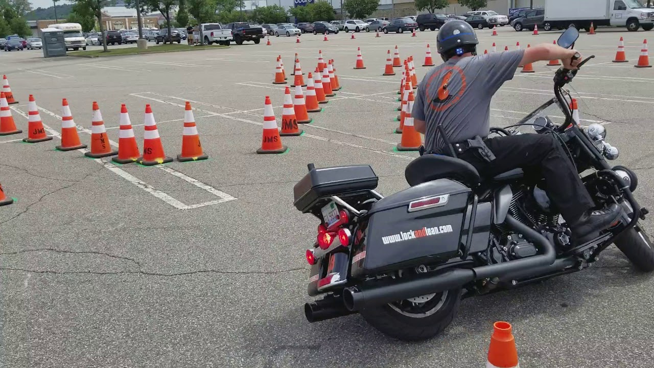 Police Motorcycle Skills Practice (Lock and Lean)